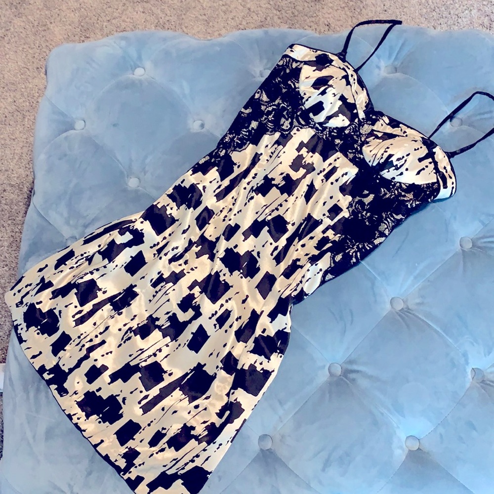 Black & Cream Pencil Dress